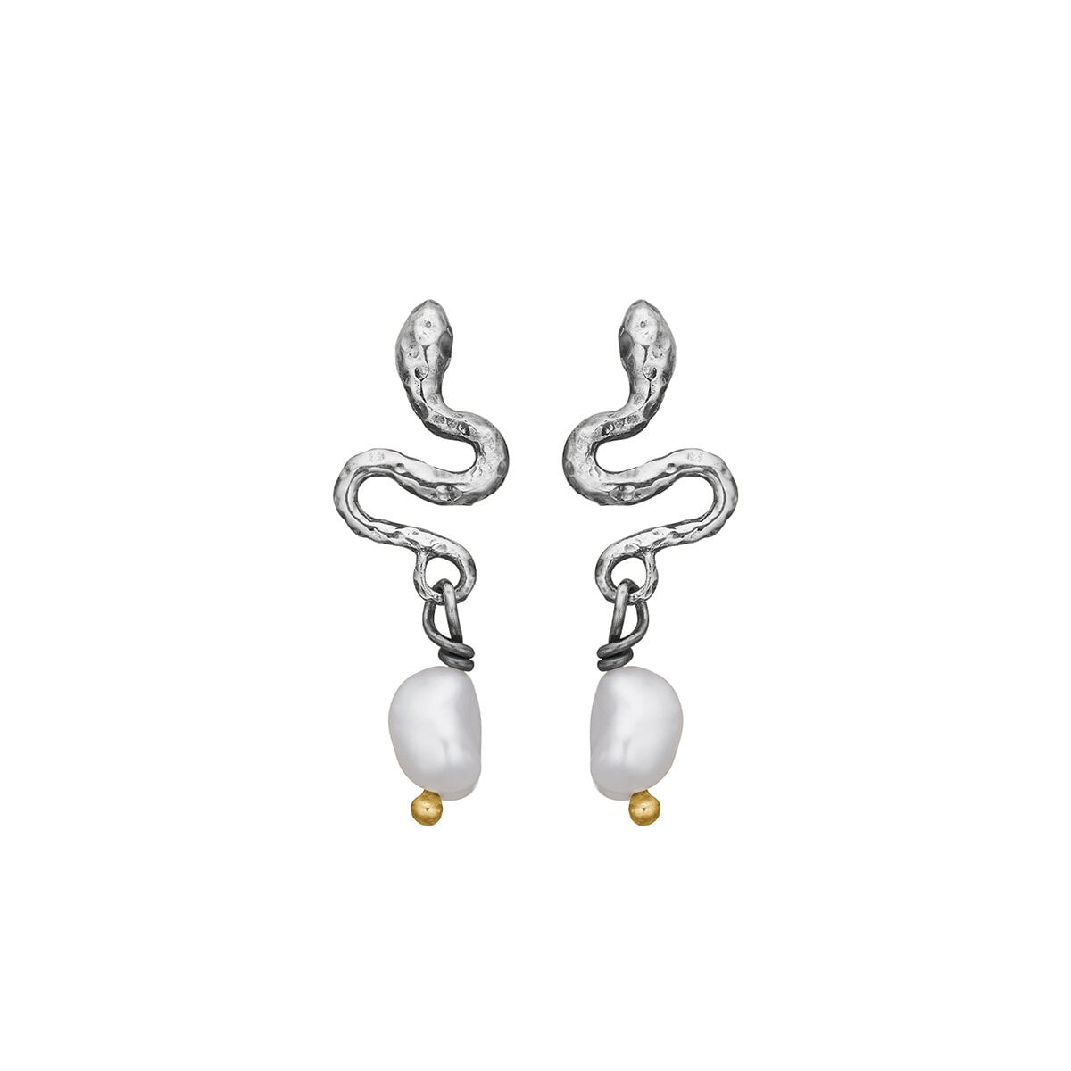 Serpent silver perle örhängen