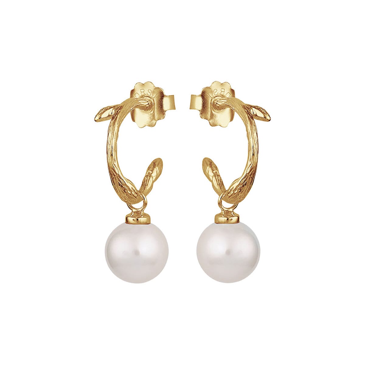 Branch Pearl Hoops Gold