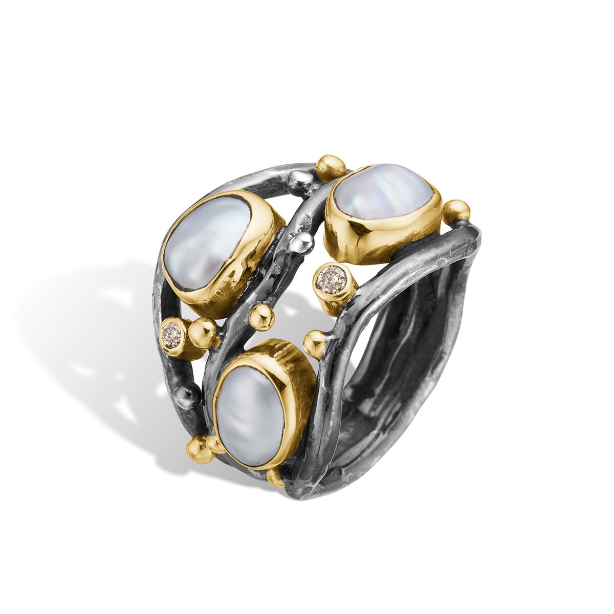 Kepler White Keshi Ring