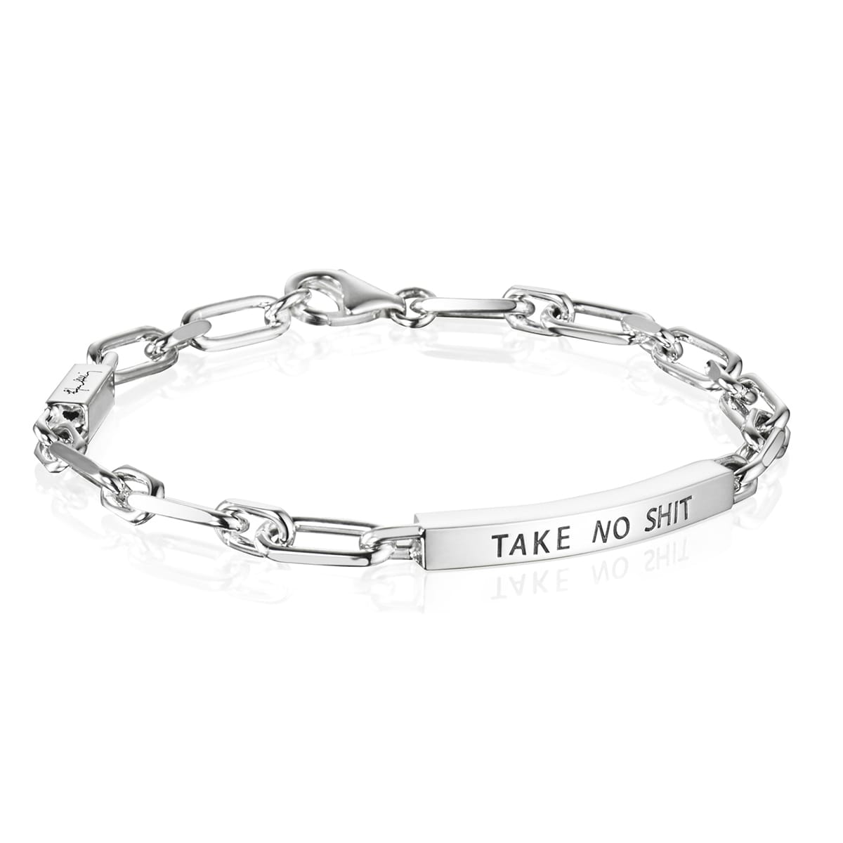 Efva_Attling_smycken_Thin Silver Bracelet Take No Shit 14-100-016085(2)_hos_Jarl_Sandin