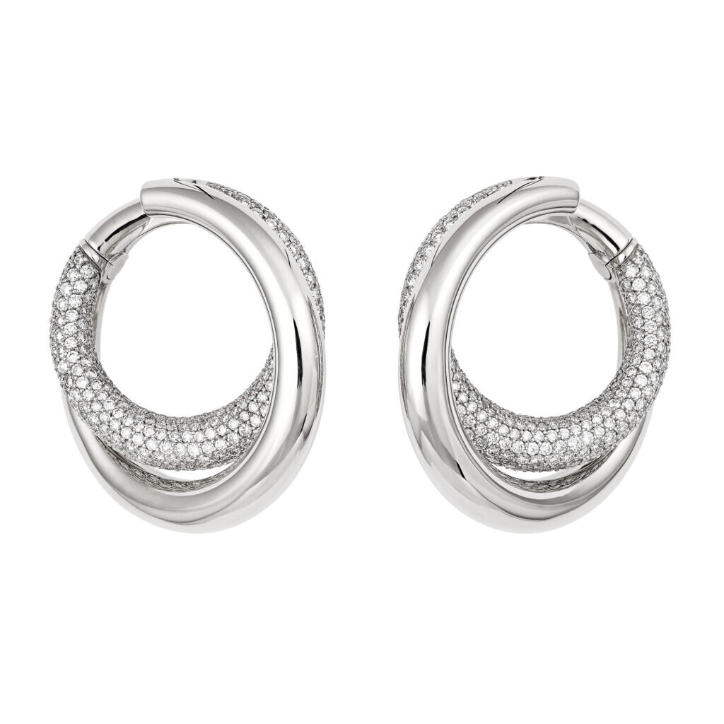 Infinity Loop Earrings Half Pavé