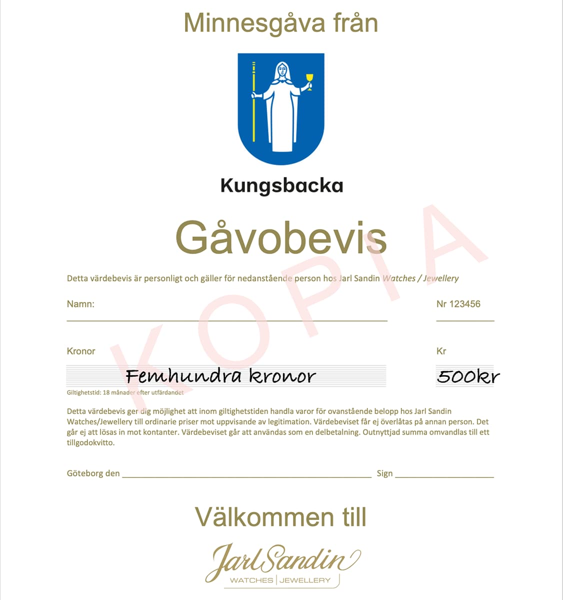 Gåvobevis KBA_500kr